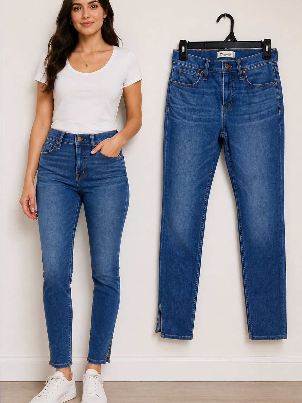 Madewell 9” High Rise Skinny Jeans Women’s Size 27 Blue Wash Side Slit Ankle